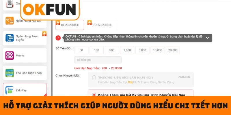 Hỗ trợ giải thích giúp người dùng hiểu chi tiết hơn